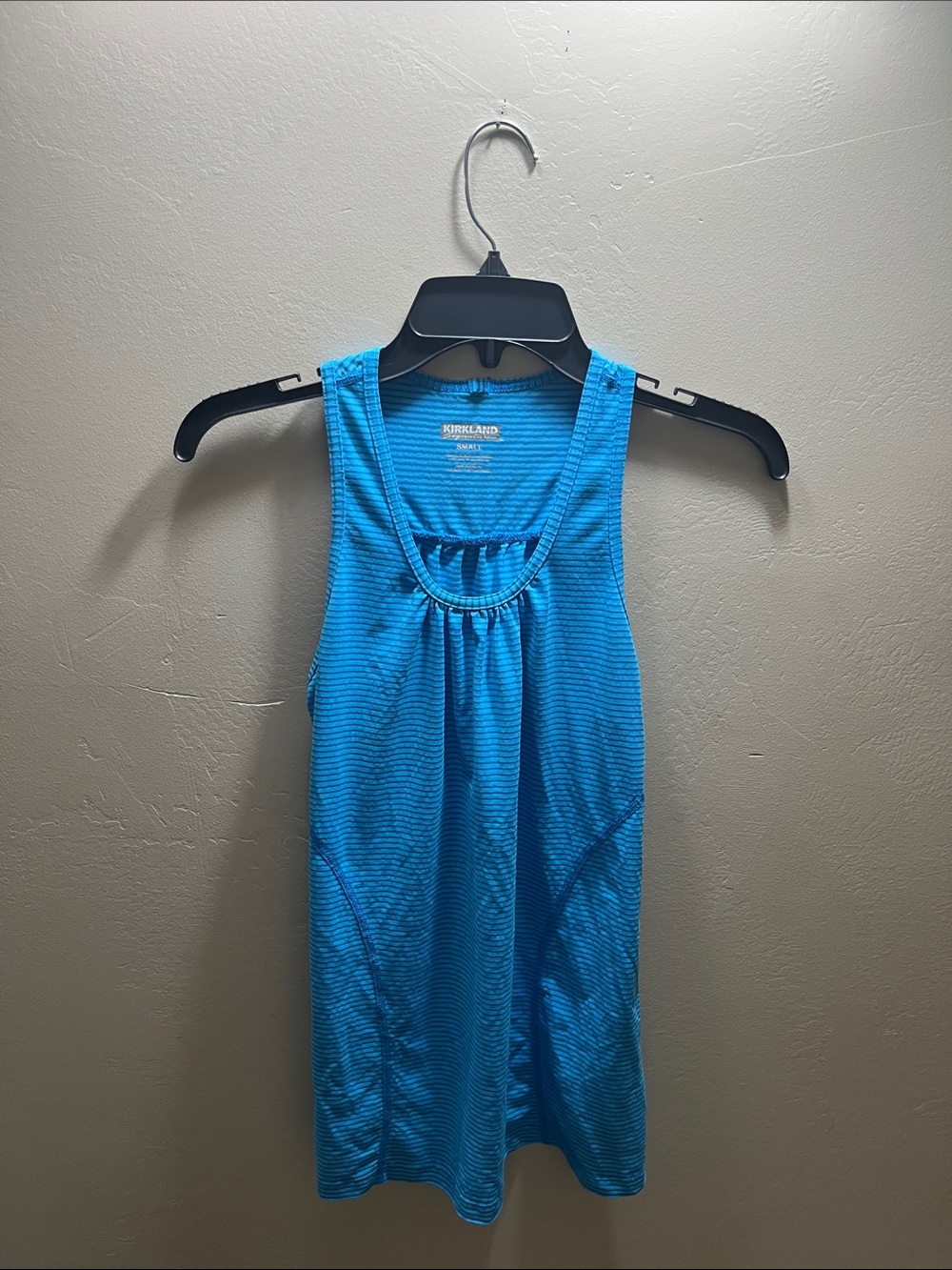 Kirkland Signature Teal Blue Striped Racerback Tank